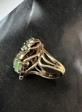 天然和田玉戒指14K包金古董首饰