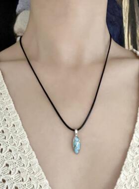 天然海纹石戒指吊坠纯银套装