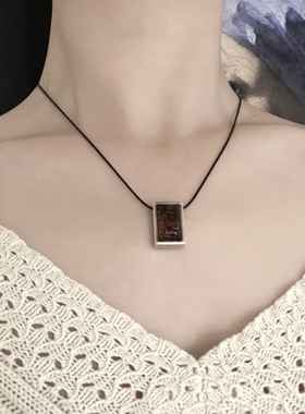 天然原矿琥珀吊坠925纯银中古