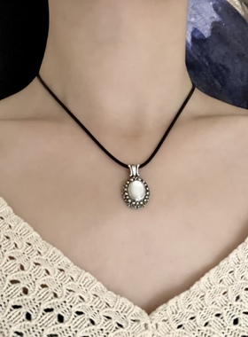 925纯银天然母贝吊坠古董首饰