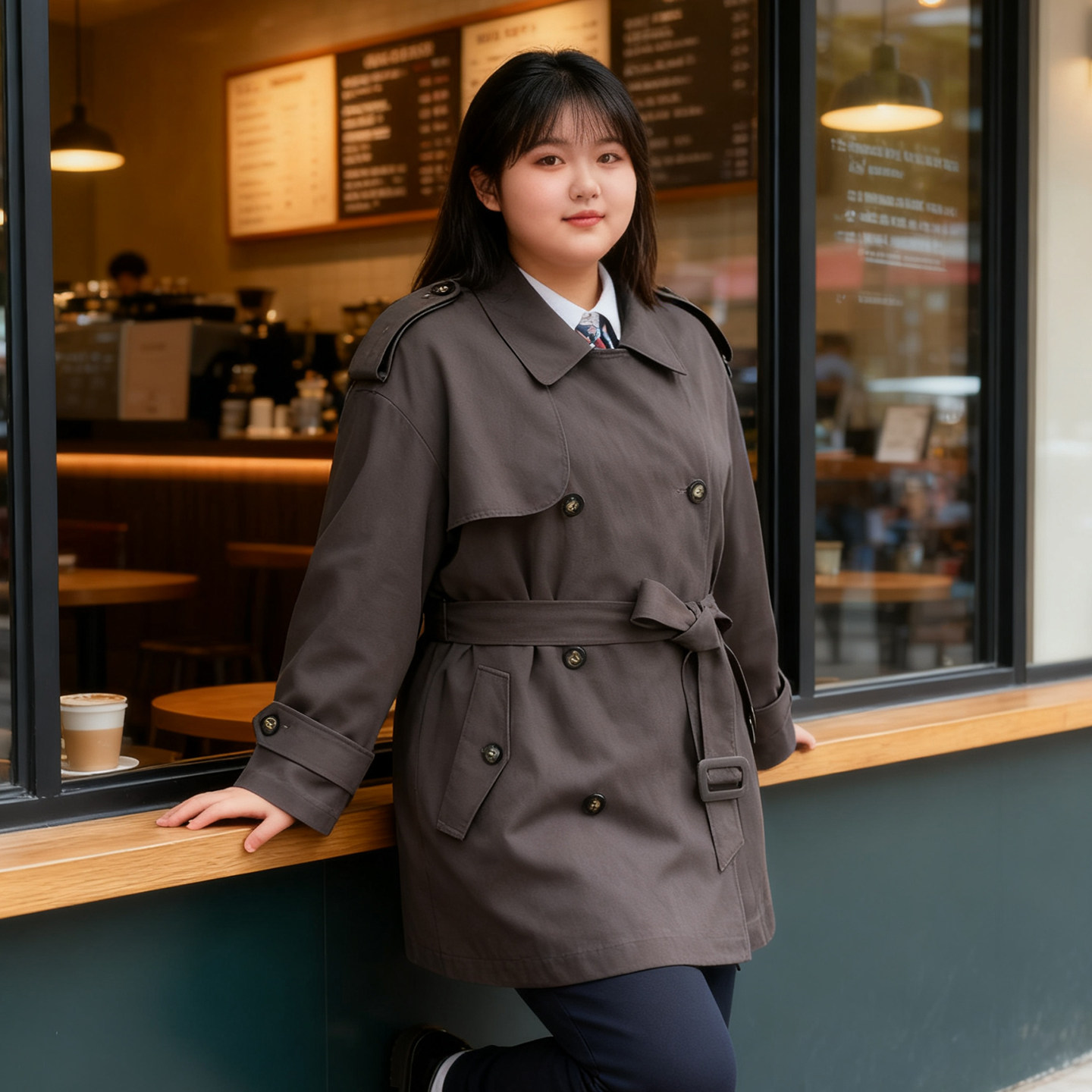 大码女装胖mm翻领英伦风双排扣风衣外套女慵懒风百搭高级感大衣潮,淘宝优惠券,粉丝福利购,淘宝优惠卷