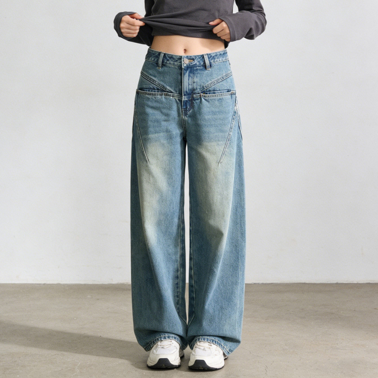 2026春季新款大码胖mm复古高腰阔腿牛仔裤女水洗垂感显瘦拖地裤子,淘宝优惠券,粉丝福利购,淘宝优惠卷