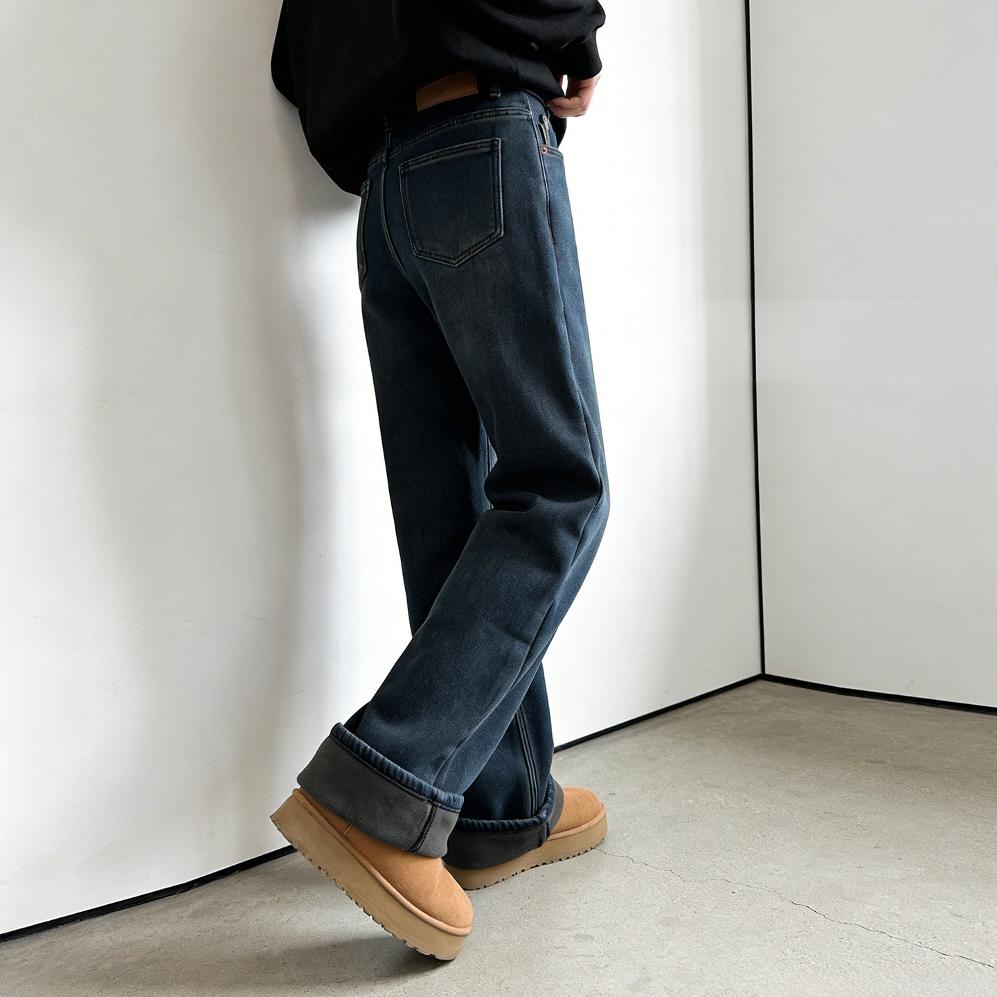 300斤大码胖mm宽松阔腿直筒牛仔裤女冬季加绒加厚高腰垂感保暖裤,淘宝优惠券,粉丝福利购,淘宝优惠卷