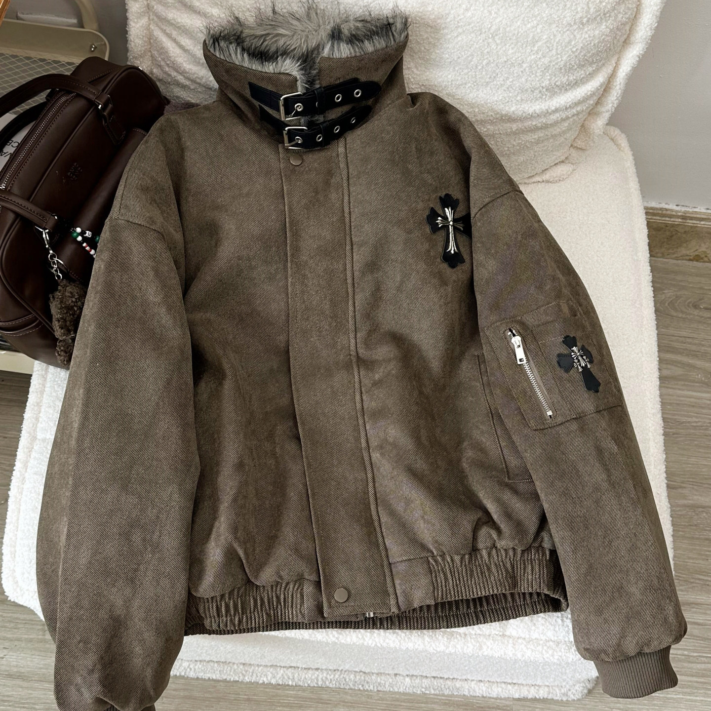 大码胖mm毛领加绒加厚防寒宽松棉衣棉服冬季保暖座山雕派克服外套,淘宝优惠券,粉丝福利购,淘宝优惠卷