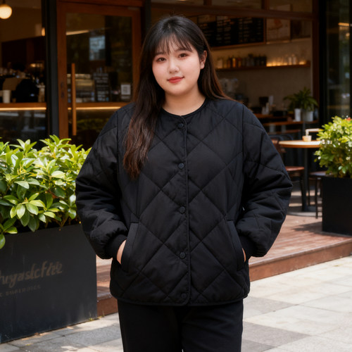 秋冬新款大码女装胖mm加厚保暖菱格羽绒棉服女宽松小个子棉衣外套 - 图2