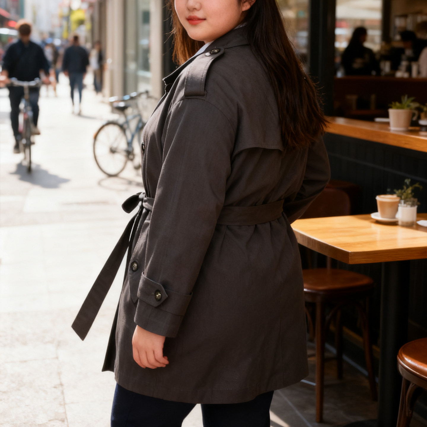 大码女装胖mm翻领英伦风双排扣风衣外套女慵懒风百搭高级感大衣潮,淘宝优惠券,粉丝福利购,淘宝优惠卷