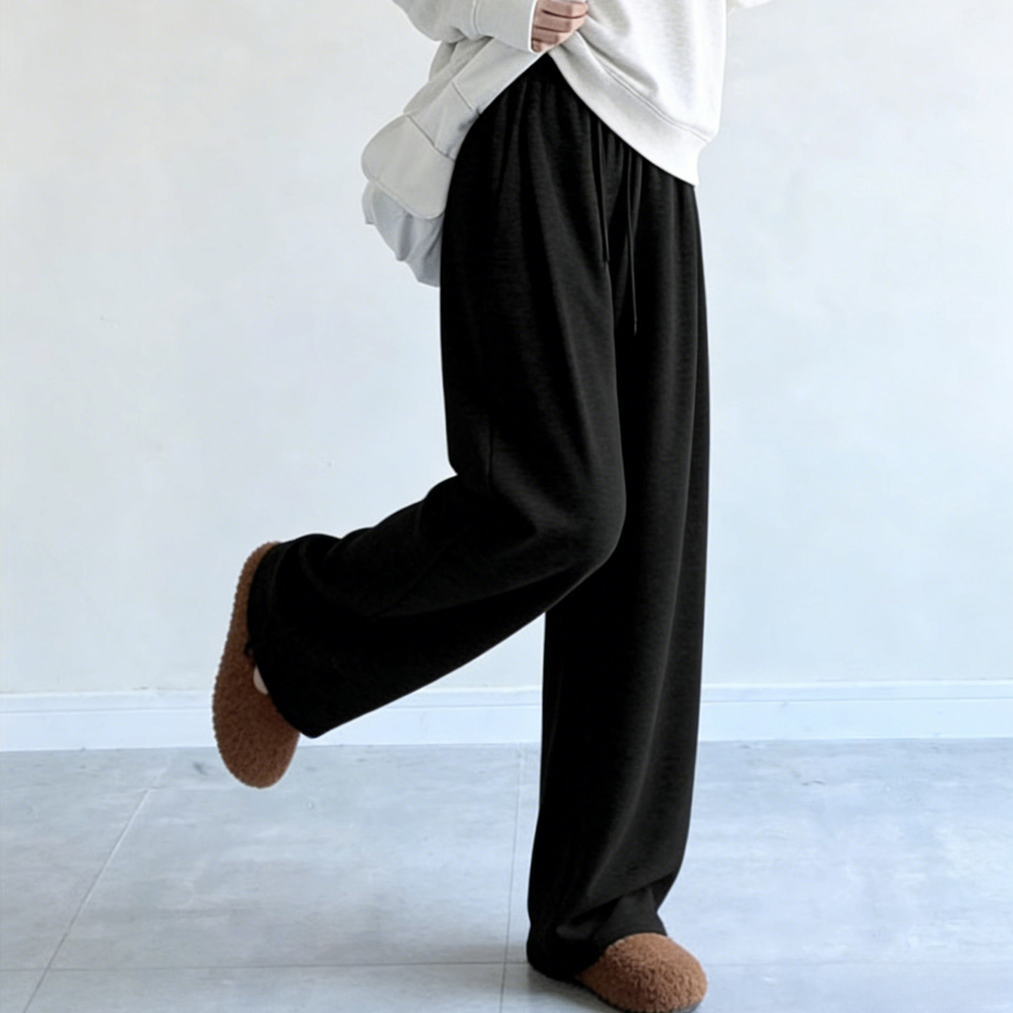 300斤大码胖mm抽绳束脚软糯休闲裤女冬季加绒加厚黑色运动糯米裤,淘宝优惠券,粉丝福利购,淘宝优惠卷