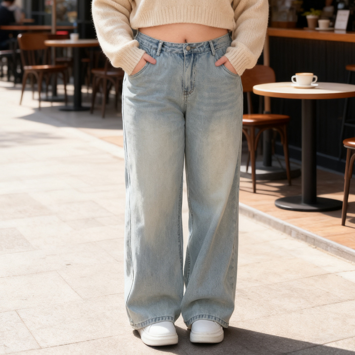 大码女装胖mm复古高腰阔腿加绒加厚牛仔裤女宽松百搭显瘦直筒长裤,淘宝优惠券,粉丝福利购,淘宝优惠卷