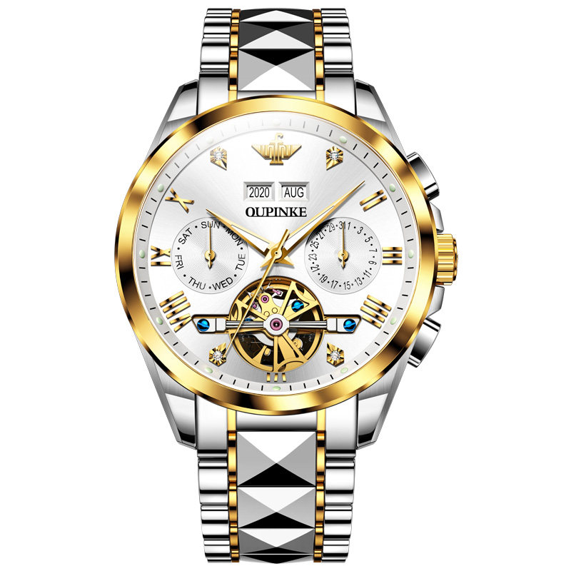 瑞士正品十大男士陀飞轮镂空机械表 迪度国产腕表