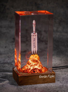 手工制作Spacex星舰火箭发射器环氧树脂小夜灯氛围灯星舰摆件礼物