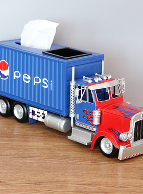 变形金刚擎天柱卡车头汽车运输车模型创意纸巾盒存钱罐装饰摆件