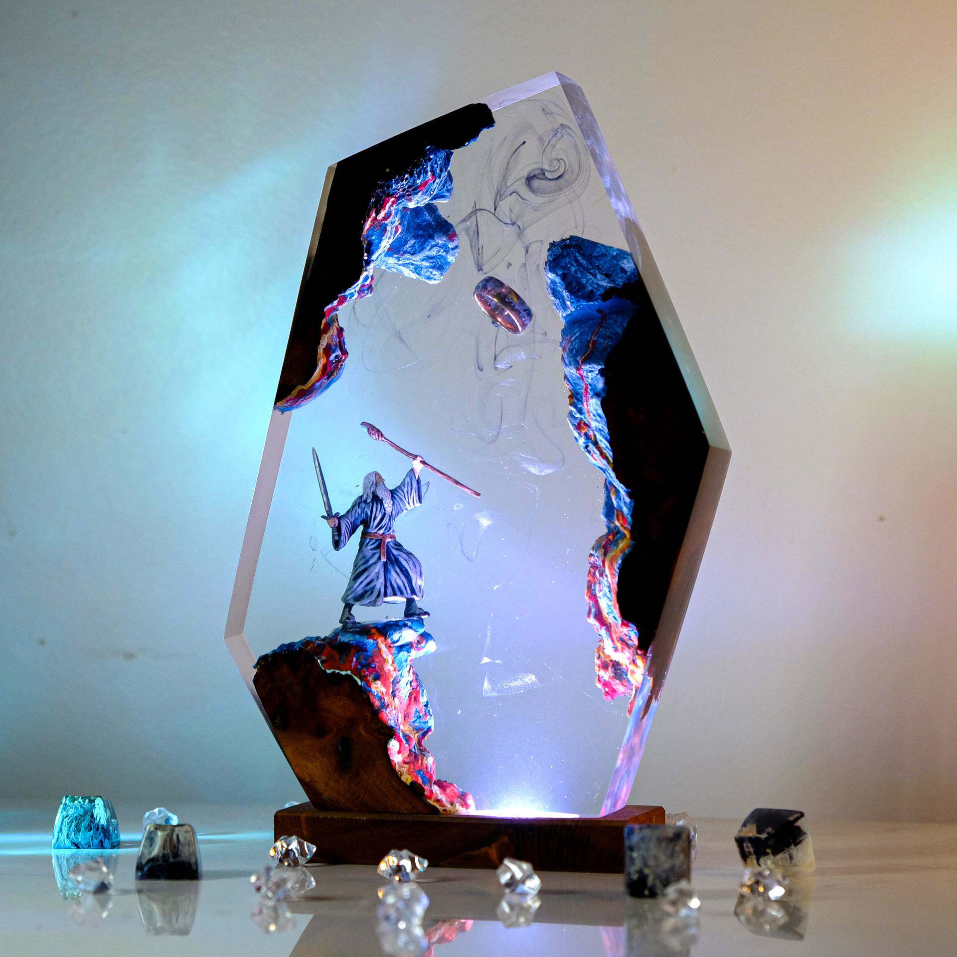 Lord of the Rings Dark Power Gray Robe Wizard Gandalf Magic Ring Night Light Bedside Lamp Ornament Gift