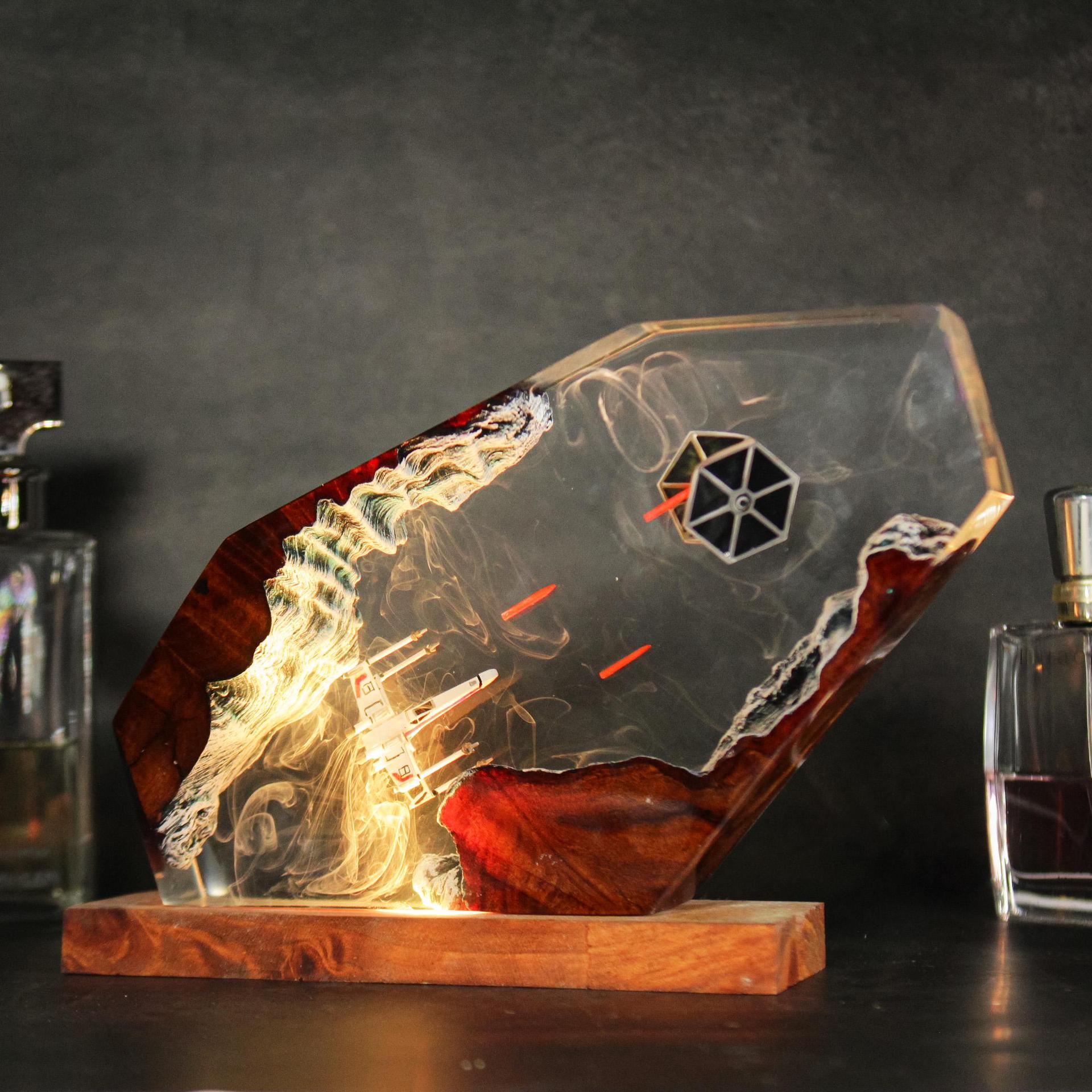 星空宇宙银河系星际战斗机飞船星球大战小夜灯床头灯氛围灯摆件 - 图2