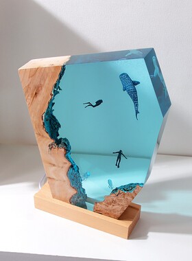 海底世界溶洞潜水员鲸鲨鱼水母柔光小夜灯床头灯氛围灯摆件礼物