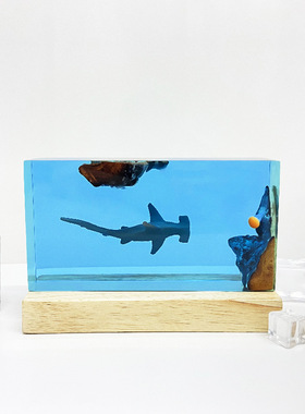 海底世界景观溶洞锤头鲨鱼水母海洋小夜灯床头灯氛围灯摆件礼物