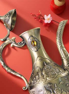欧式青铜酒杯酒具酒壶套装创意家居城堡装饰摆件复古影视拍摄道具