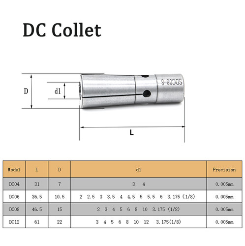 高精后拉筒夹 DC06 DC08后拉式延长杆铣刀夹头 后拉刀柄弹性夹头 - 图3