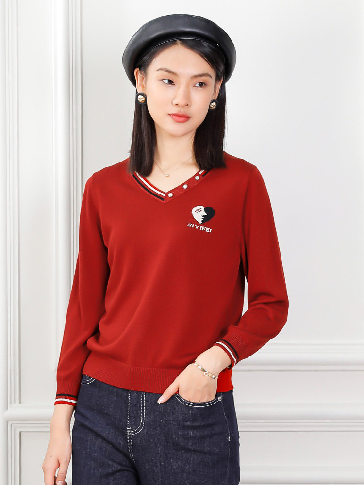 君奴丽人女装新款大码天丝毛衣2021年秋装宽松时尚v领针织衫女上