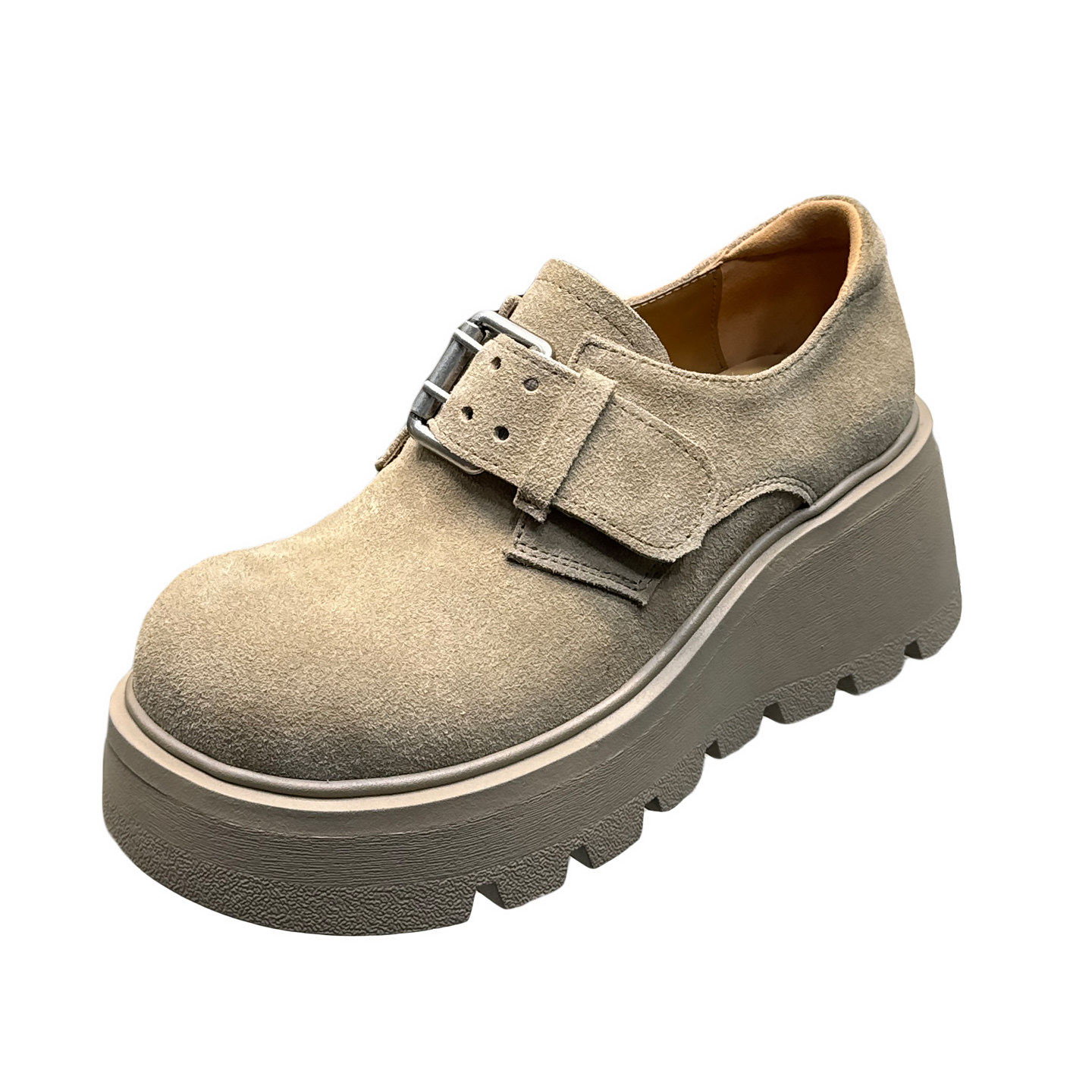 欧货反绒皮2026春季新款英伦风厚底小皮鞋女增高松糕单鞋乐福鞋女,淘宝优惠券,粉丝福利购,淘宝优惠卷