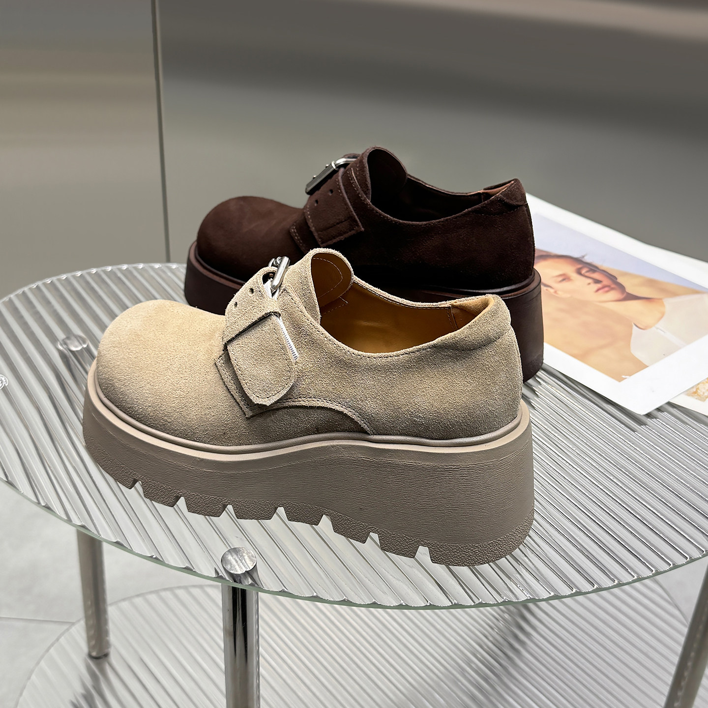 欧货反绒皮2026春季新款英伦风厚底小皮鞋女增高松糕单鞋乐福鞋女,淘宝优惠券,粉丝福利购,淘宝优惠卷