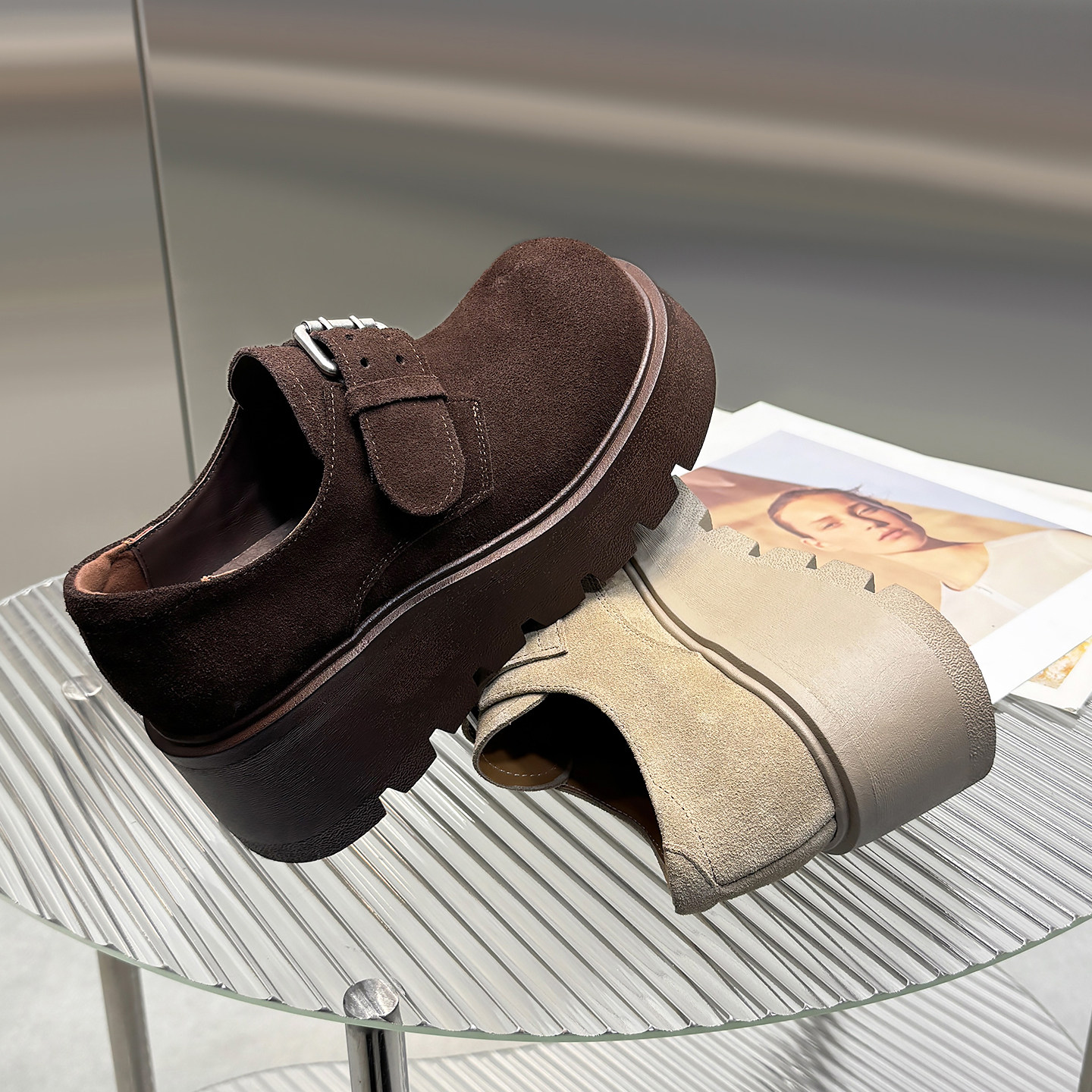 欧货反绒皮2026春季新款英伦风厚底小皮鞋女增高松糕单鞋乐福鞋女,淘宝优惠券,粉丝福利购,淘宝优惠卷