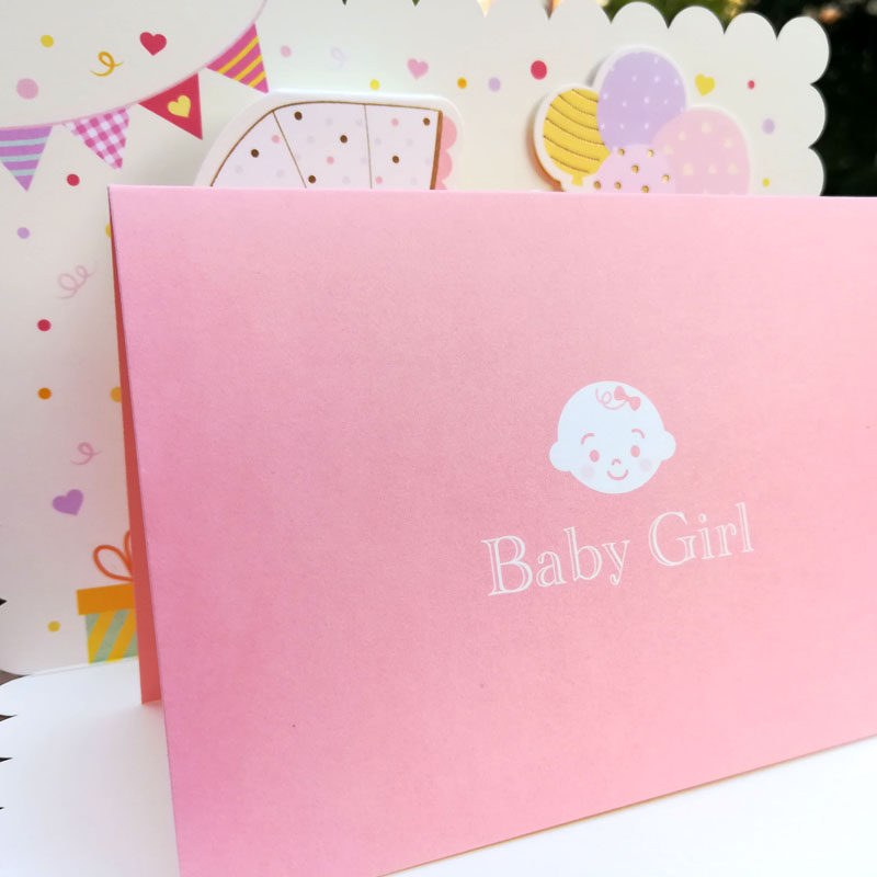 韩国创意祝福新生婴儿女宝宝孩生日出生贺卡b