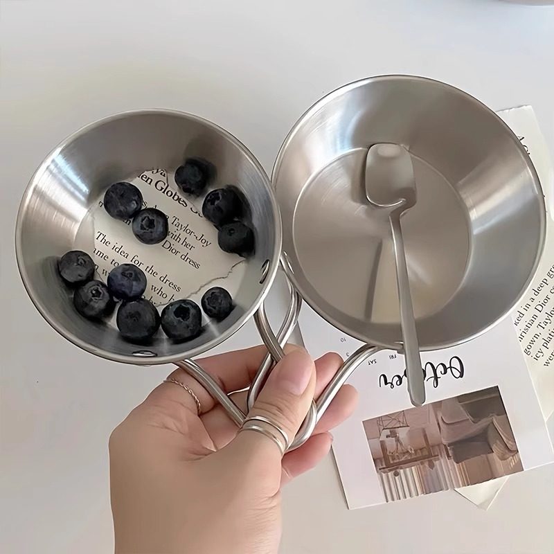 韩式ins不锈钢调料碗带手柄米酒碗家用抗摔辅食碗小吃水果沙拉碗