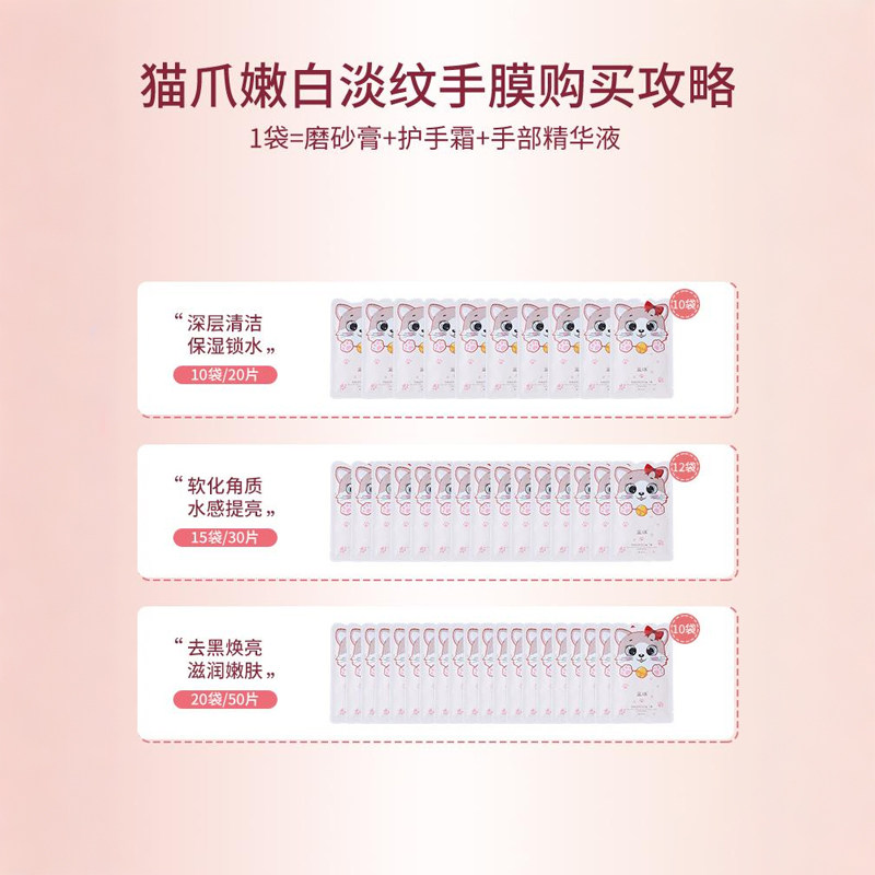 猫爪手膜嫩白保湿补水手套细嫩双手细纹护理去死皮去角质修护手部,淘宝优惠券,粉丝福利购,淘宝优惠卷