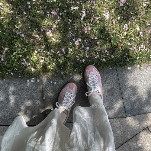 枯骨樱花粉少女系复古ROF德训鞋柔软吸汗男女头层牛皮运动休闲鞋 - 图0