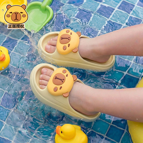 卡皮巴拉夏季儿童凉拖鞋男女童防滑漏水踩屎感亲子小孩浴室洗澡鞋 - 图1