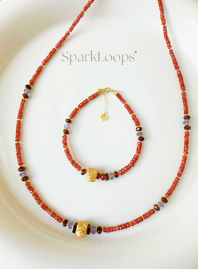 SparkLoops帕帕拉恰 9月生辰石/天然粉橙蓝宝石/项链/锁骨链/颈链