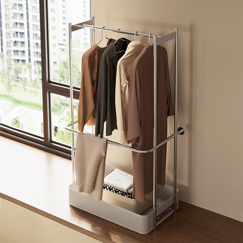 奶油风家用挂衣帽架矮放衣服神器卧室飘窗挂衣架收纳次净衣置物架 - 图0