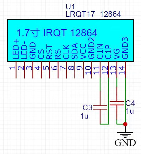 1.7寸12864点阵屏串口有引脚定义-图1