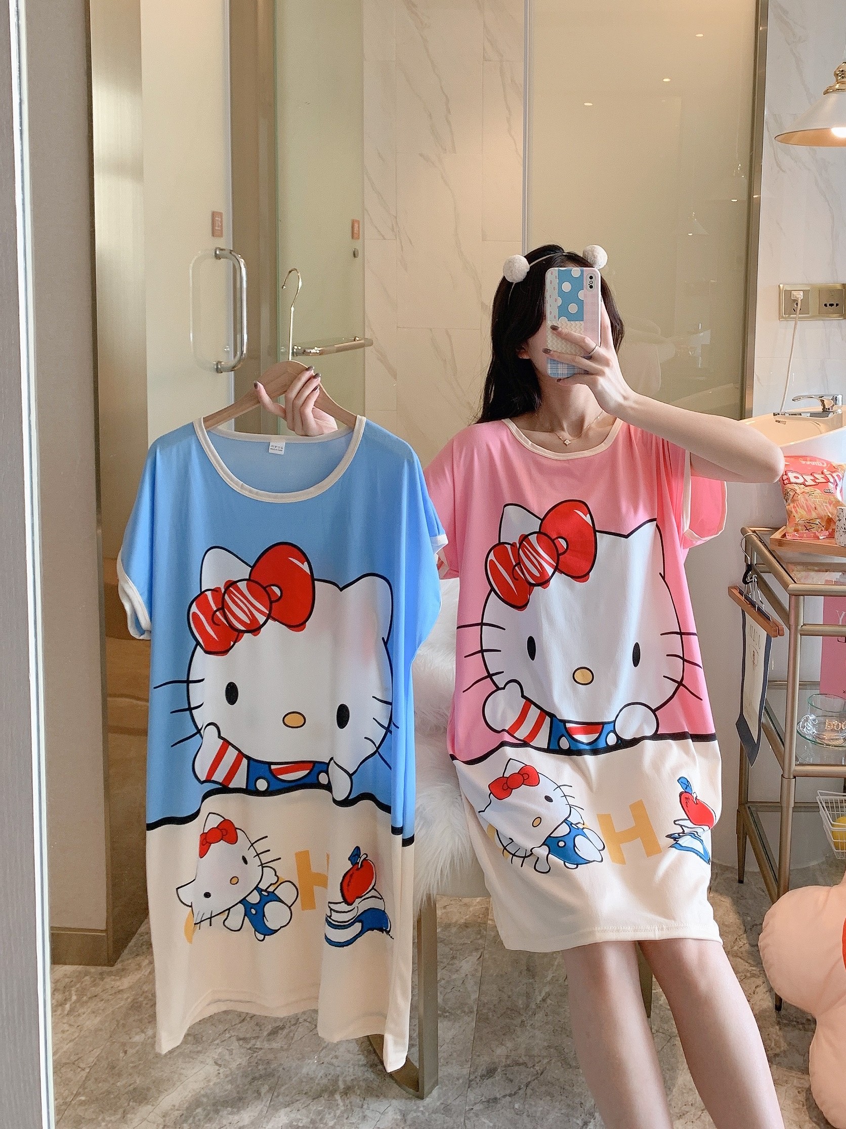 睡裙女春秋夏季薄款睡衣新款短袖少女仿棉绸妈妈装肥大码卡通可爱,淘宝优惠券,粉丝福利购,淘宝优惠卷