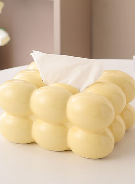 欧式奶油风棉花糖纸巾盒摆件