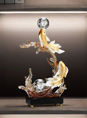 新中式年年有余树脂工艺装饰摆件