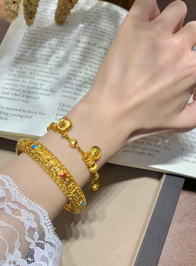 金店同款沙金仿真金盘缠手链女款轻奢高级感手串送女友礼物招财