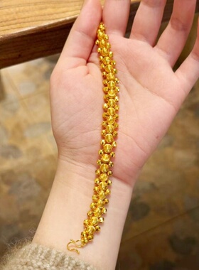 金店同款沙金女高级感手饰黄金色时尚女士手作蹦迪珠猫眼手链热卖