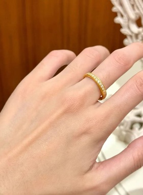 满天星排钻镶钻戒指轻奢高级感满钻简约黄金色时尚小众沙金仿真