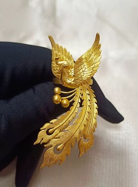 金店同款沙金仿真金凤凰婚嫁戒指女款轻奢高级感指环手饰新中式