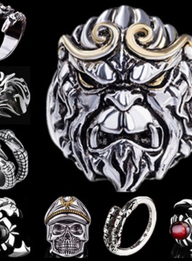 重金属男士戒指环飞鹰龙爪可调节