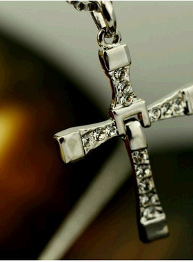 欧美钛钢项链男士十字架吊坠