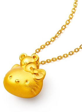 Kitty沙金欧币风卡通项链饰品
