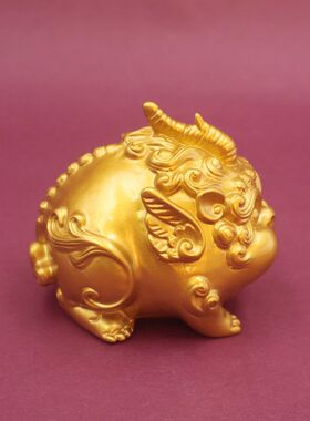 沙金可爱独角貔貅招财聚宝手把件客厅办公室桌面家居家用摆件礼品
