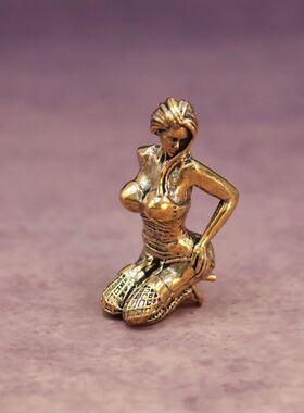 实心黄铜渔网袜黑丝美女趣味桌面小摆件家居客厅装饰品铜器工艺品