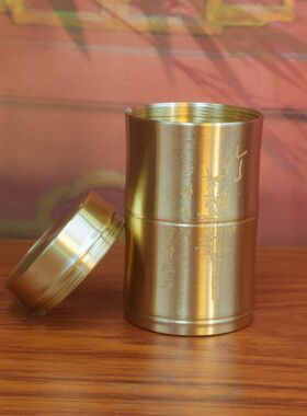 黄铜竹节牙签筒黄铜工艺品摆件纯铜家用密封随身茶叶罐便携牙签罐