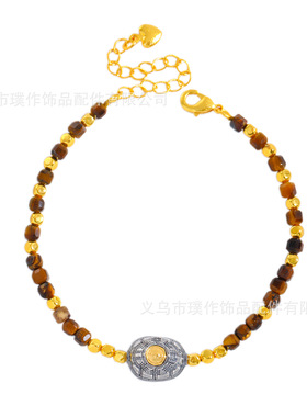 2026金店同款沙金虎眼天河青金石手链女款富甲天下路路通文玩手串