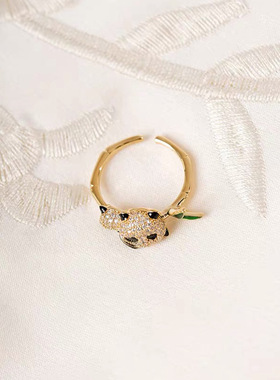 可爱小熊猫竹戒指女新中式小巧轻奢文艺范开口指环女闺蜜女友