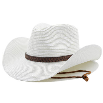 Cowboy Straw Hat ແມ່ຍິງການເດີນທາງລະດູຮ້ອນການປົກປ້ອງແສງແດດ ຫມວກກັນກະທົບ 2024 New Vacation Jazz Hat Large Brim Beach Hat