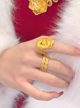 新款沙金凤凰戒指女款高级感时尚百搭食指戒开口可调节指环2026